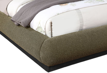 Hendrix Olive Boucle Fabric King Bed