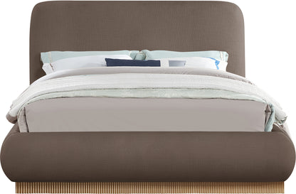 Hendrix Brown Linen Textured Fabric King Bed