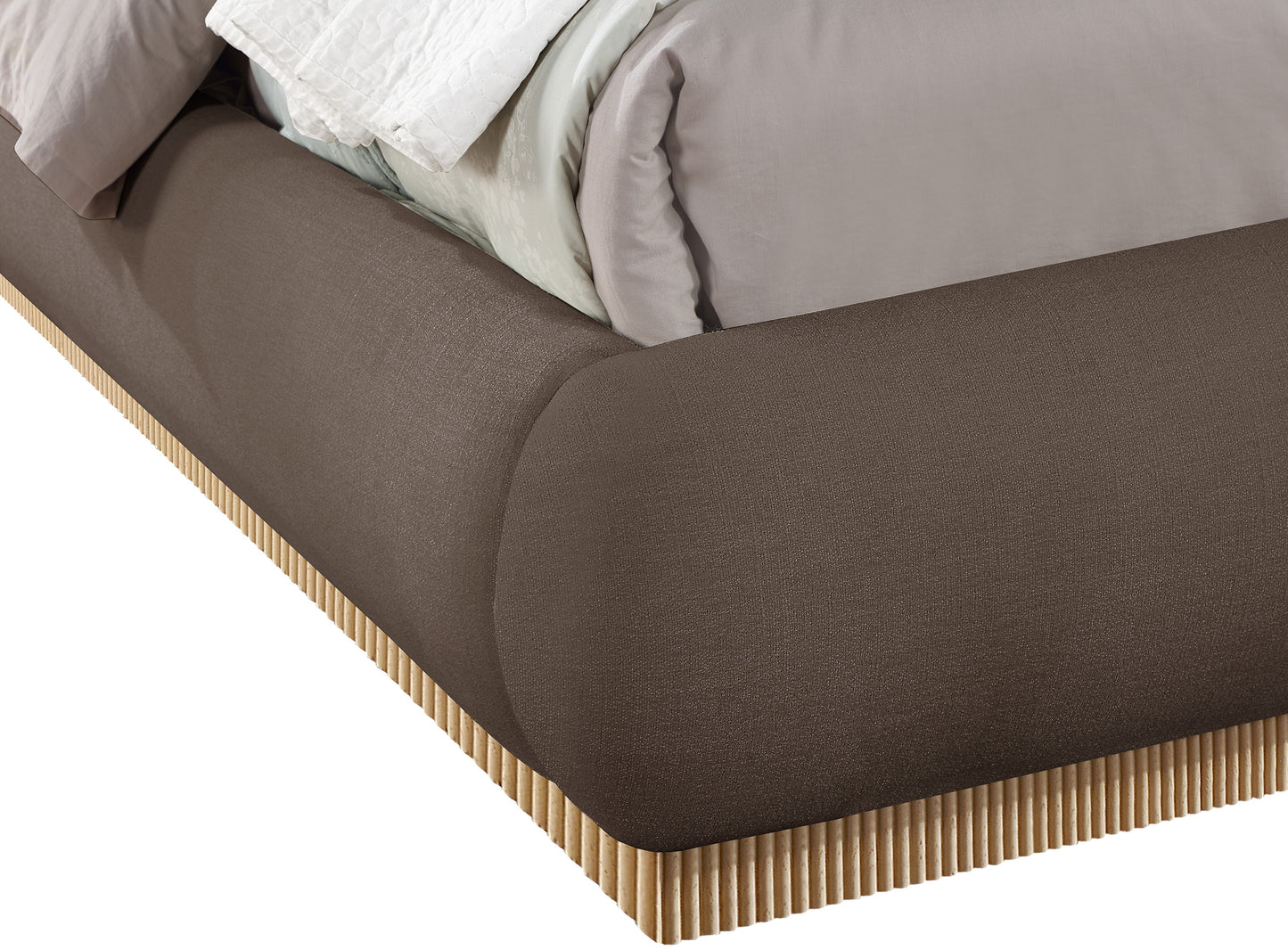 hendrix brown linen textured fabric king bed