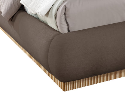 Hendrix Brown Linen Textured Fabric King Bed