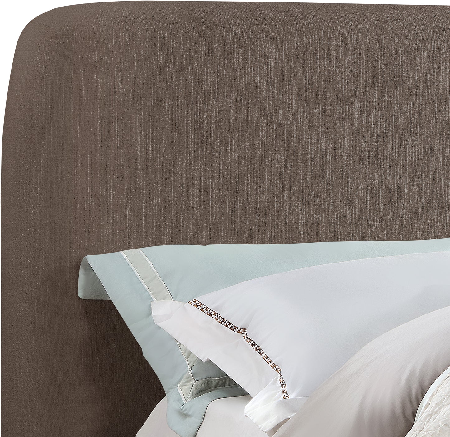 hendrix brown linen textured fabric king bed