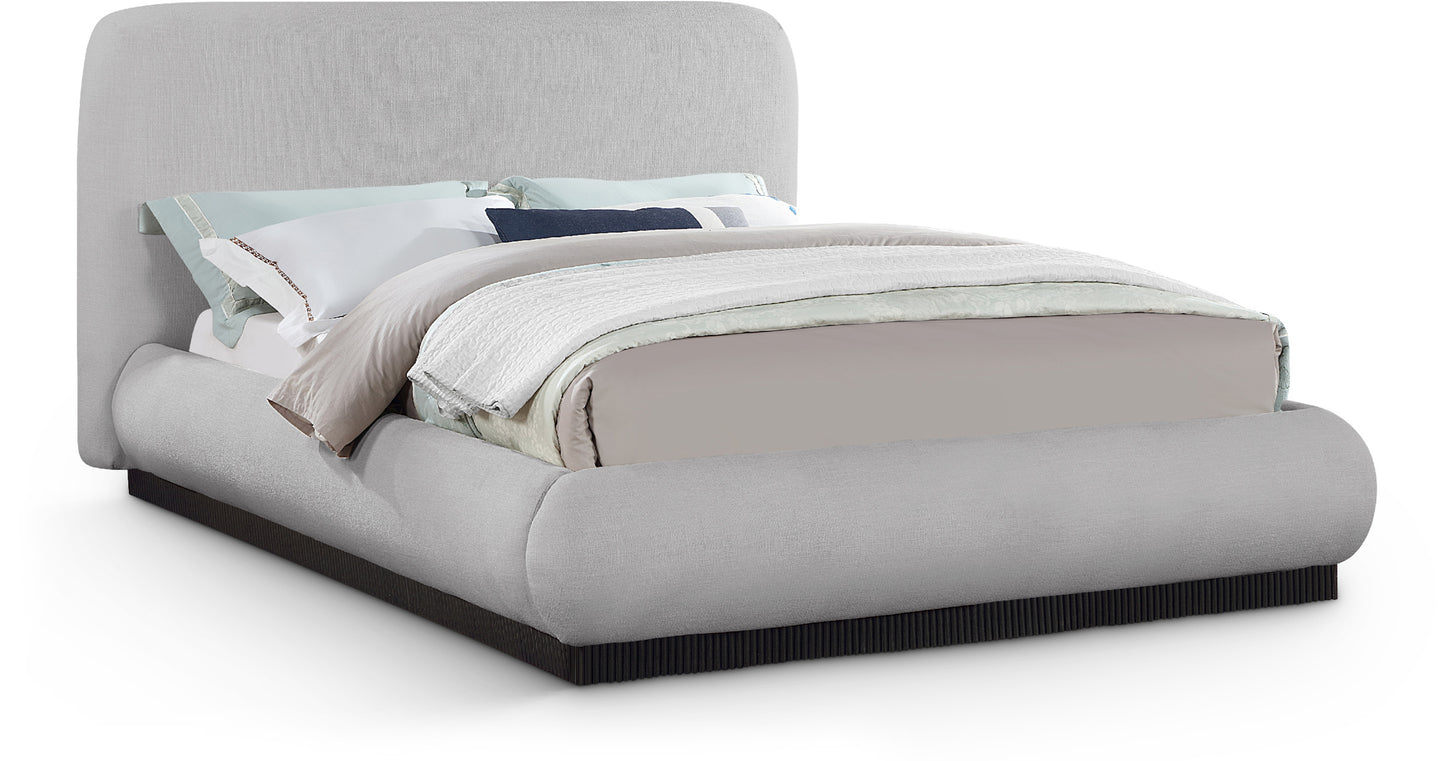 hendrix grey linen textured fabric king bed