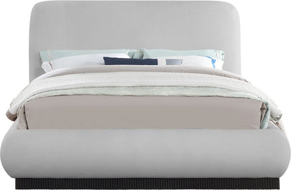 Hendrix Grey Linen Textured Fabric King Bed