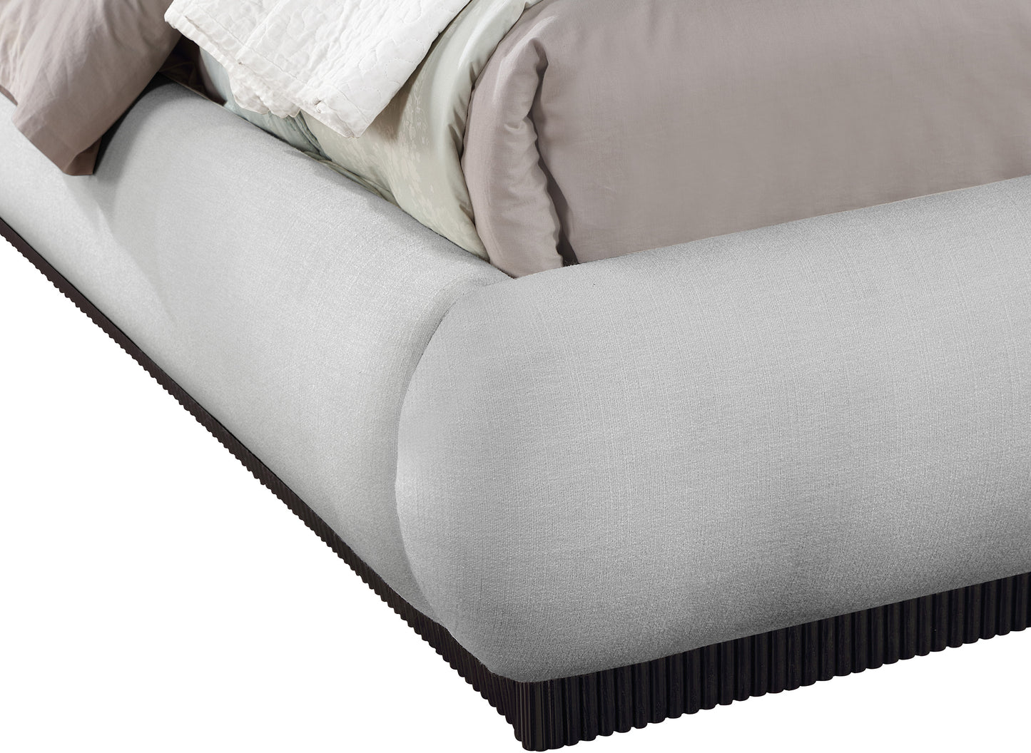 hendrix grey linen textured fabric king bed