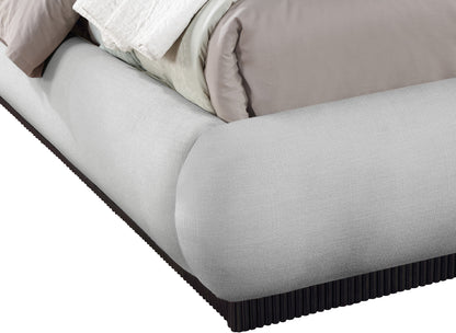 Hendrix Grey Linen Textured Fabric King Bed