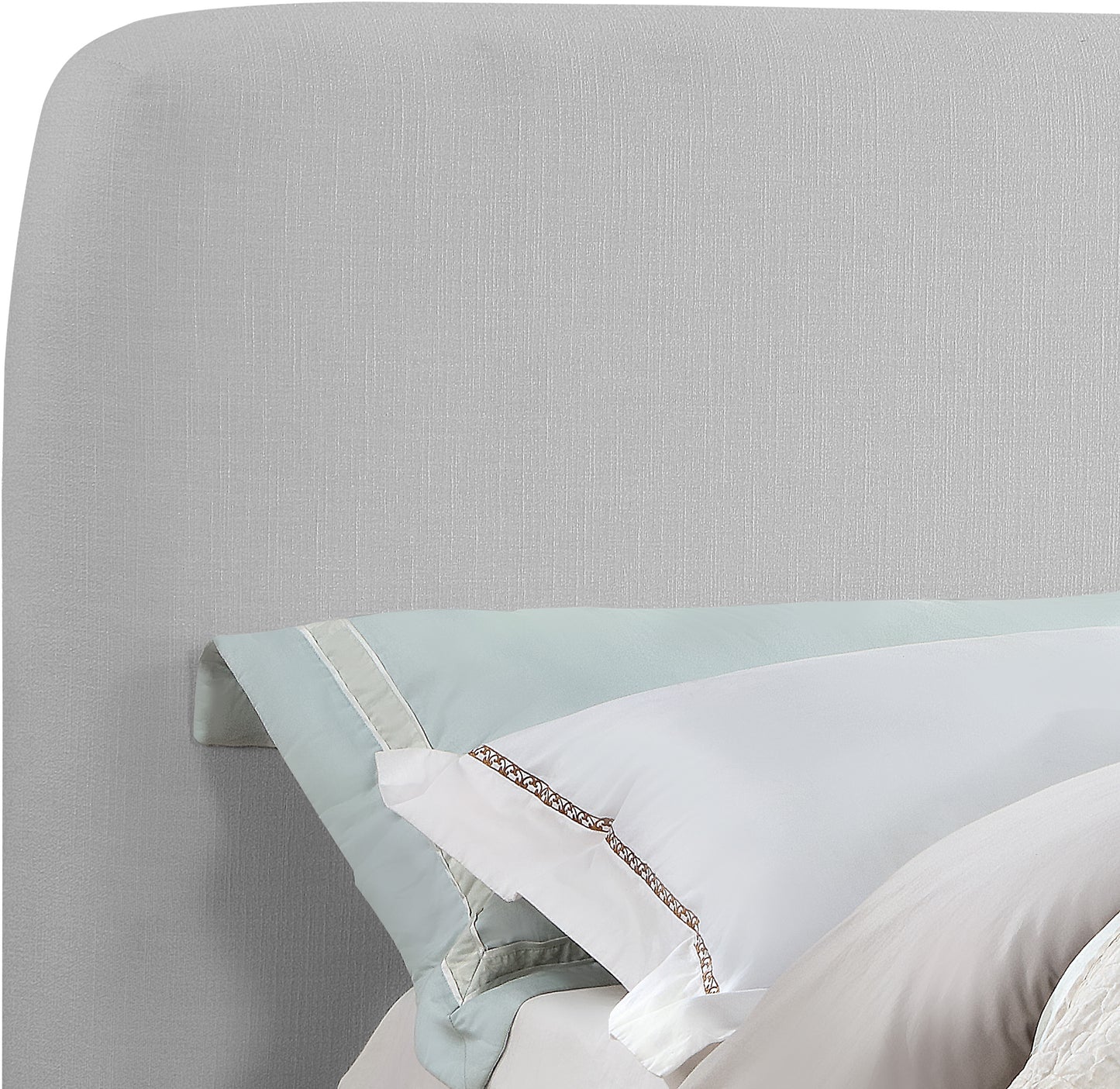 hendrix grey linen textured fabric king bed