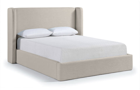 Sloane Beige Linen Textured Fabric Upholstered Queen Bed, 1 Piece