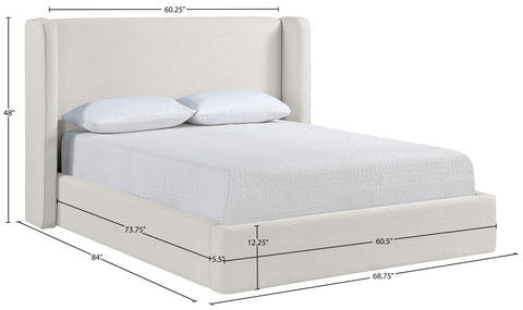 Sloane Cream Linen Textured Fabric Upholstered Full Bed, 1 Piece (Style 3)