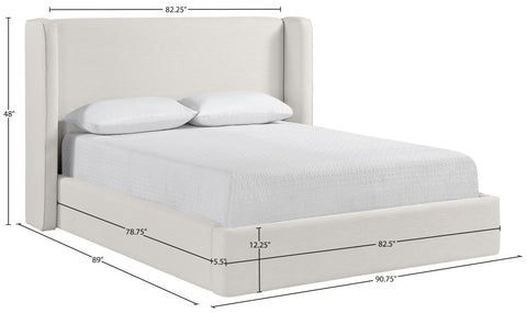 Sloane Cream Linen Textured Fabric Upholstered King Bed, 1 Piece (Style 3)
