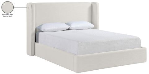 Sloane Cream Linen Textured Fabric Upholstered King Bed, 1 Piece (Style 3)