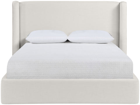 Sloane Cream Linen Textured Fabric Upholstered King Bed, 1 Piece (Style 3)
