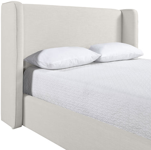 Sloane Cream Linen Textured Fabric Upholstered King Bed, 1 Piece (Style 3)