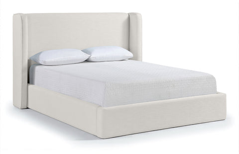 Sloane Cream Linen Textured Fabric Upholstered Queen Bed, 1 Piece (Style 3)