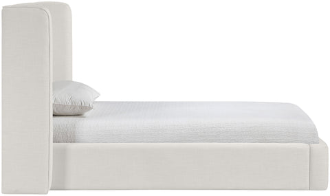 Sloane Cream Linen Textured Fabric Upholstered Twin Bed, 1 Piece (Style 3)
