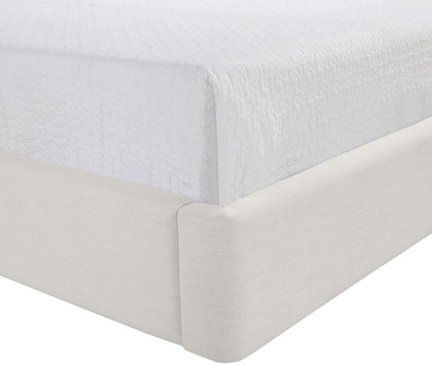 Sloane Cream Linen Textured Fabric Upholstered Twin Bed, 1 Piece (Style 3)