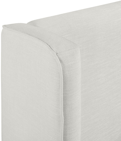 Sloane Cream Linen Textured Fabric Upholstered Twin Bed, 1 Piece (Style 3)