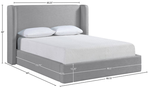 Sloane Grey Linen Textured Fabric Upholstered Full Bed, 1 Piece