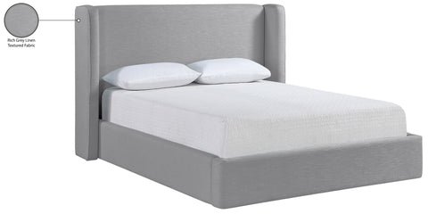 Sloane Grey Linen Textured Fabric Upholstered Full Bed, 1 Piece