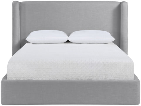 Sloane Grey Linen Textured Fabric Upholstered Full Bed, 1 Piece