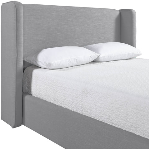 Sloane Grey Linen Textured Fabric Upholstered Full Bed, 1 Piece