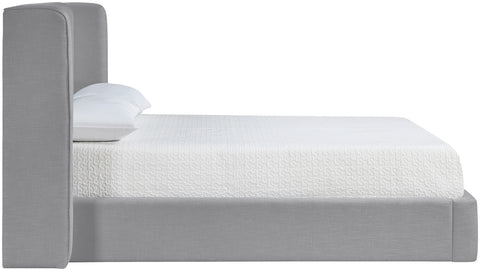 Sloane Grey Linen Textured Fabric Upholstered King Bed, 1 Piece