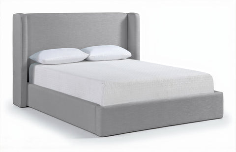 Sloane Grey Linen Textured Fabric Upholstered Queen Bed, 1 Piece