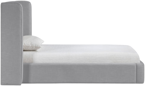 Sloane Grey Linen Textured Fabric Upholstered Twin Bed, 1 Piece