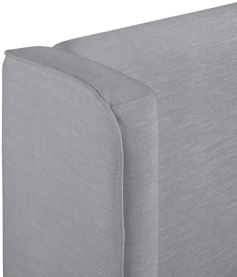 Sloane Grey Linen Textured Fabric Upholstered Twin Bed, 1 Piece