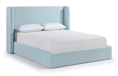 Sloane Light Blue Linen Textured Fabric Upholstered Full Bed, 1 Piece