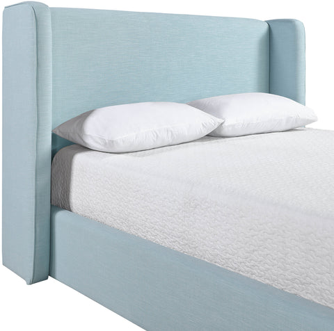 Sloane Light Blue Linen Textured Fabric Upholstered Full Bed, 1 Piece