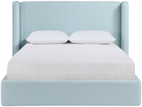 Sloane Light Blue Linen Textured Fabric Upholstered King Bed, 1 Piece