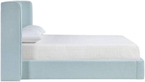 Sloane Light Blue Linen Textured Fabric Upholstered Queen Bed, 1 Piece