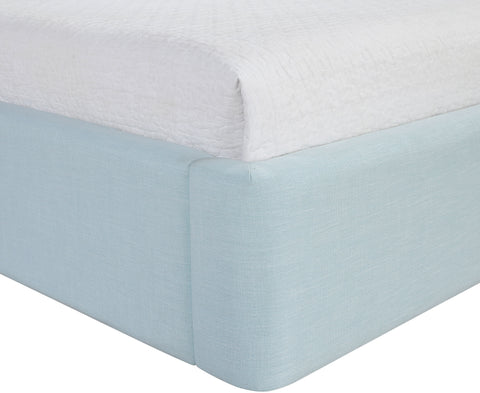 Sloane Light Blue Linen Textured Fabric Upholstered Queen Bed, 1 Piece