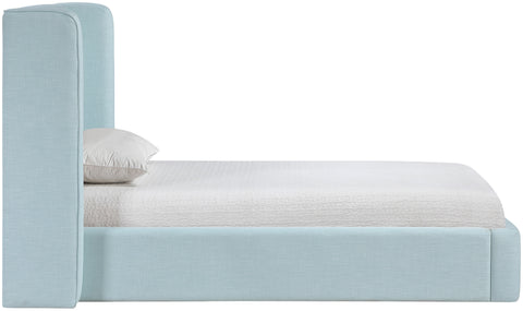 Sloane Light Blue Linen Textured Fabric Upholstered Twin Bed, 1 Piece