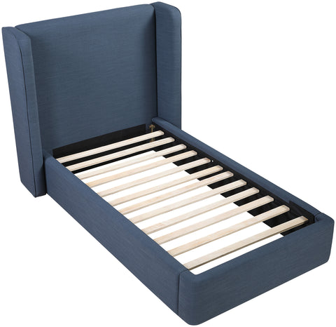 Sloane Navy Linen Textured Fabric Upholstered Twin Bed, 1 Piece