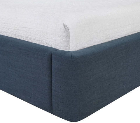 Sloane Navy Linen Textured Fabric Upholstered Twin Bed, 1 Piece