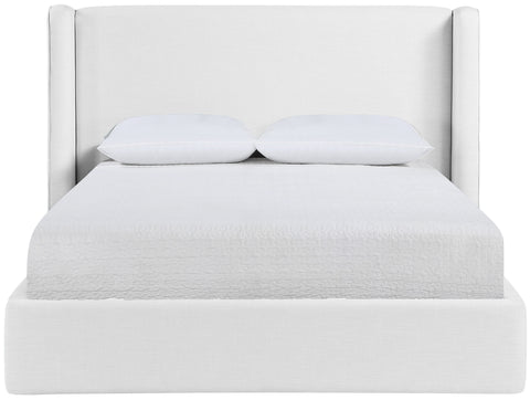 Sloane White Linen Textured Fabric Upholstered Full Bed, 1 Piece
