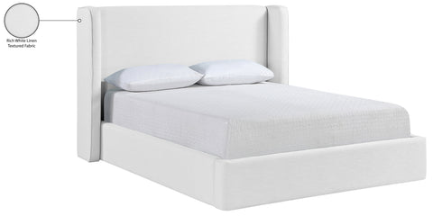 Sloane White Linen Textured Fabric Upholstered King Bed, 1 Piece