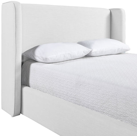 Sloane White Linen Textured Fabric Upholstered King Bed, 1 Piece