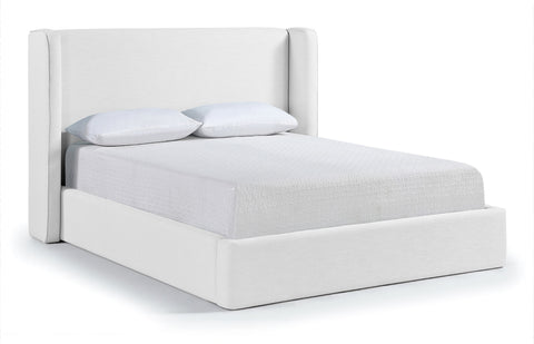 Sloane White Linen Textured Fabric Upholstered Queen Bed, 1 Piece
