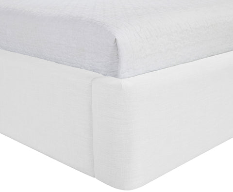 Sloane White Linen Textured Fabric Upholstered Twin Bed, 1 Piece