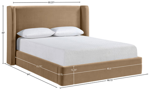 Sloane Beige Velvet Upholstered Full Bed, 1 Piece