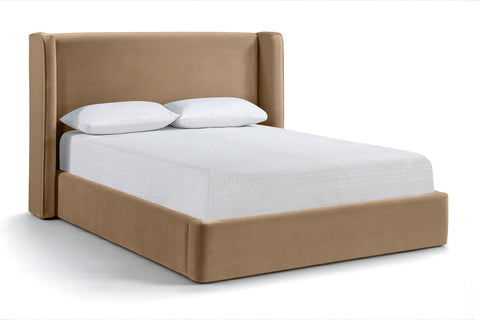Sloane Beige Velvet Upholstered Full Bed, 1 Piece