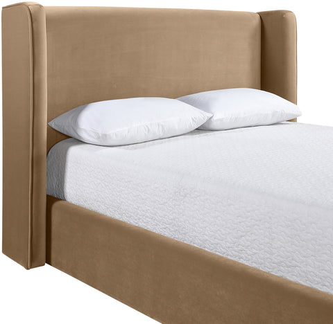 Sloane Beige Velvet Upholstered Full Bed, 1 Piece