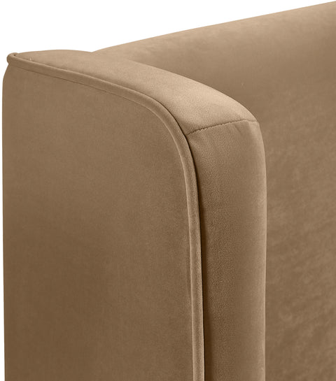 Sloane Beige Velvet Upholstered Queen Bed, 1 Piece