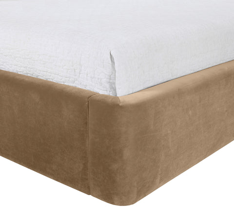 Sloane Beige Velvet Upholstered Twin Bed, 1 Piece