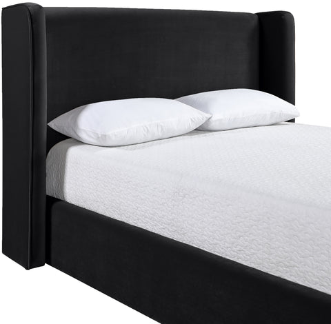 Sloane Black Velvet Upholstered King Bed, 1 Piece