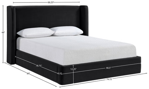 Sloane Black Velvet Upholstered Queen Bed, 1 Piece