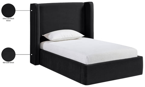 Sloane Black Velvet Upholstered Twin Bed, 1 Piece