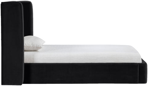 Sloane Black Velvet Upholstered Twin Bed, 1 Piece